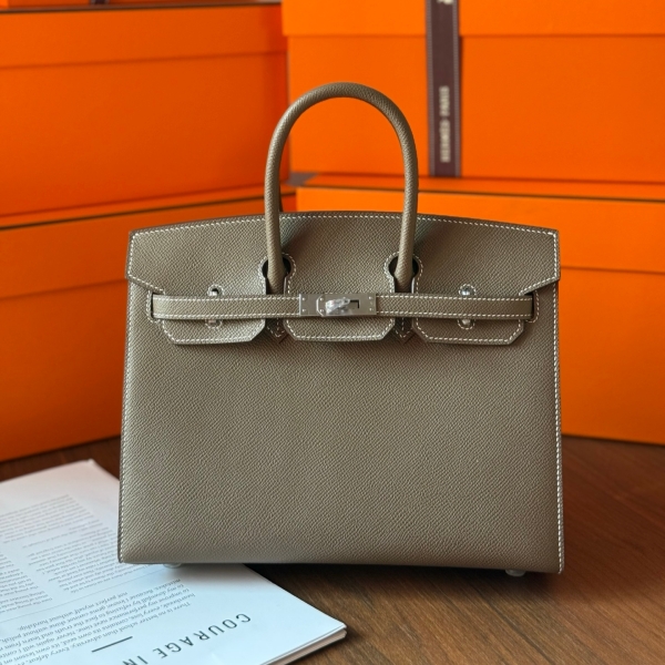 【エルメス HERMES】バーキン25 グレージュ  エプソン シルバー金具（100％手縫）